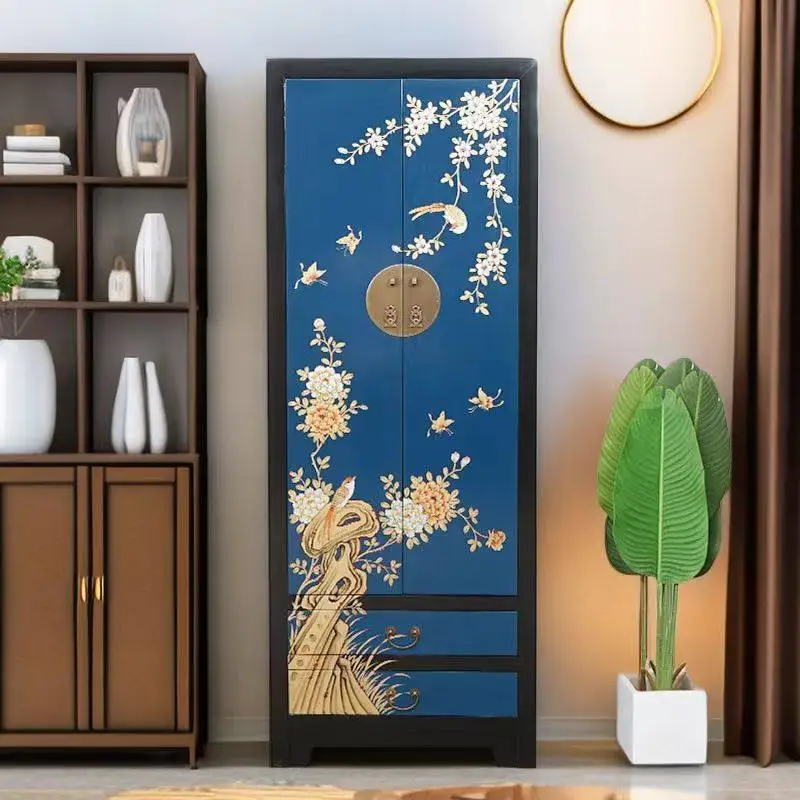 wood painted wardrobe stand antique hand-painted locker living room sidedecorative cabinet storage