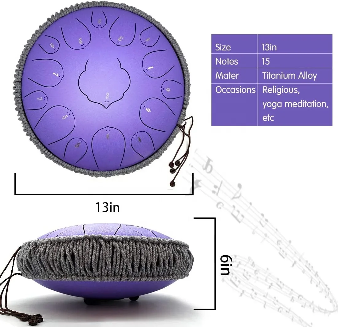 

15 Notes 13 Inches Percussion Instrument D-Key Handpan Drum Steel Tongue Drum