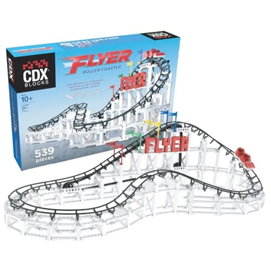 

539 Pieces Building Brick Set Gravity Powered Roller Coaster Model Promotes STEM Learning