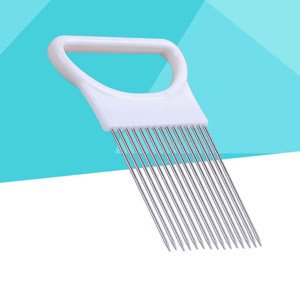 

Stainless Steel Fruit Vegetable Slicer Fixer Onion Tomato Holder Cutter Touch-Free Non-Slip Kitchen Tool For Safe Cutting