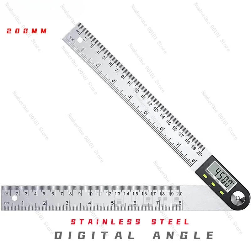 Electronic Digital Display Goniometer Protractor Stainless Steel Woodworking Ruler Angle Meter Horizontal Ruler 360 Degrees