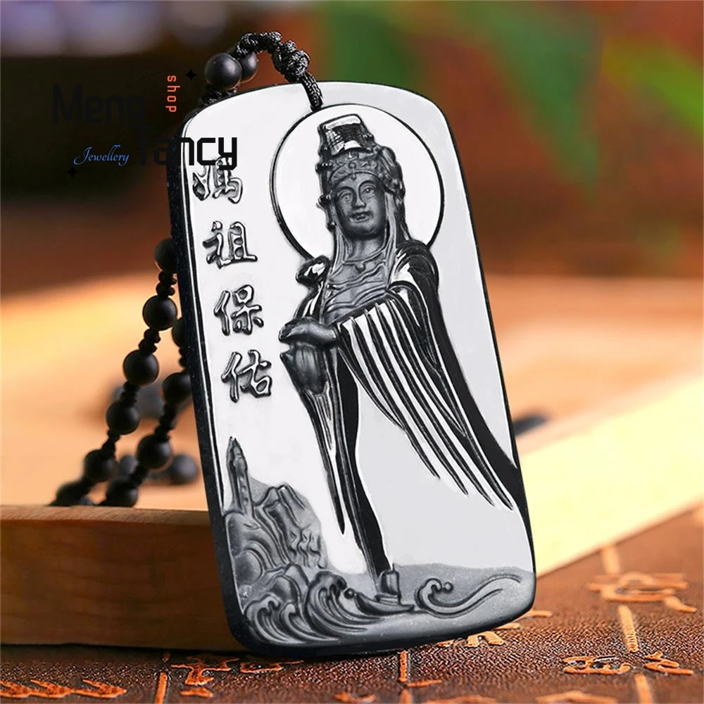 Natural Mo Cui Ma Zu Blessing Pendant Charm Fashion Engraver Fine Jewelry Men Women Couple Mascot Amulet Souvenir Holiday Gift