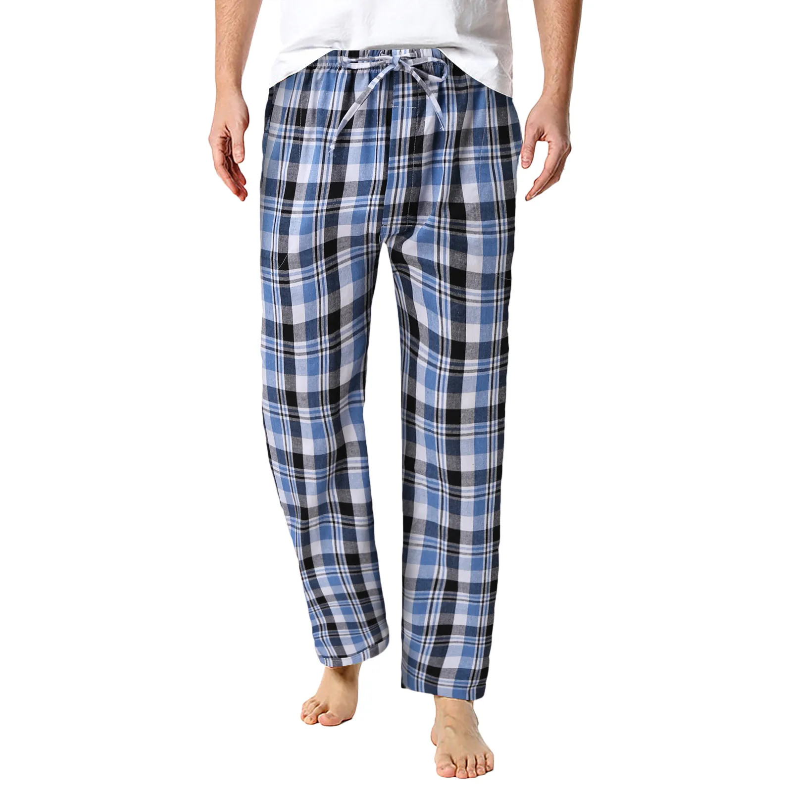 Pantalones de pijama a cuadros para hombre, ropa de dormir de gran tamaño para el hogar, japonés, cómoda