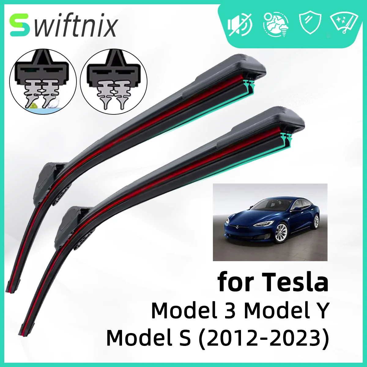 Double Rubber Car Wiper for Tesla Model 3 Model Y Model S Front Wiper Blades Brushes Cutter Accessories Windscreen