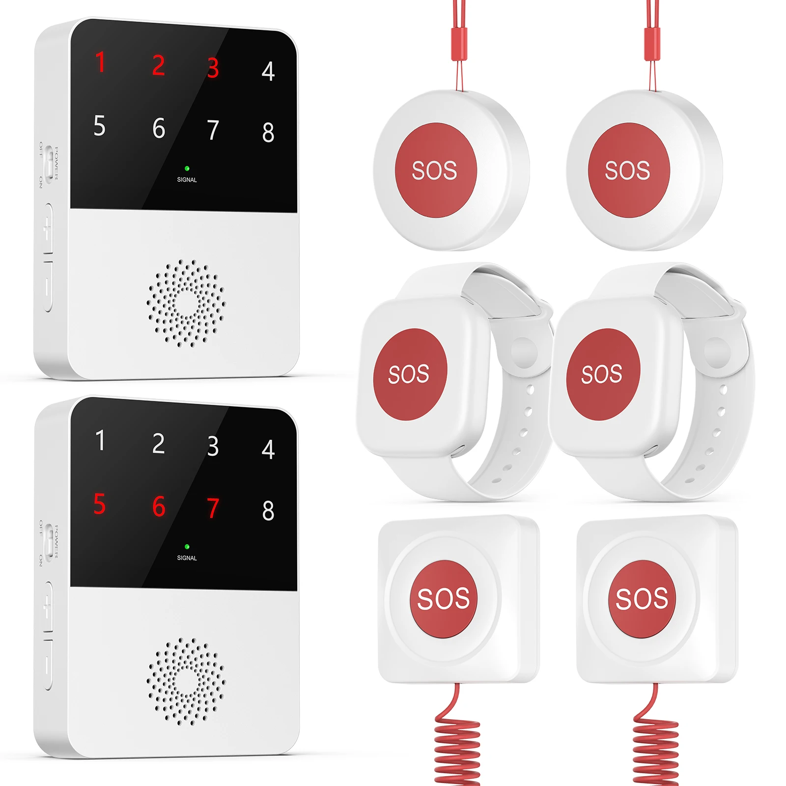 

Caregiver Pager SOS Call Button LED Digital Display Calling System with SOS Call Button for Seniors Patients Elderly At Home