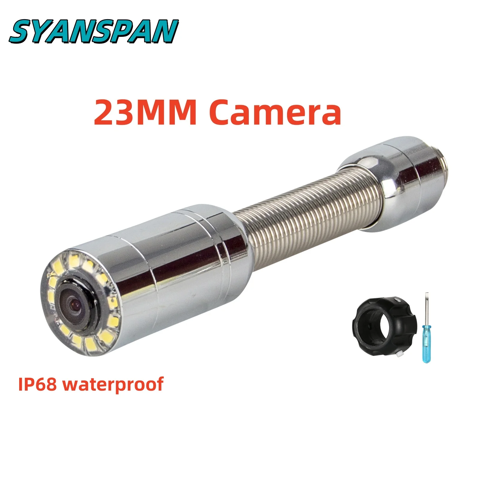 SYANSPAN 23mm Pipe Inspection Camera Accessoires, Drain Pipeline Industrial Endoscope Camere 12LED  Single lens without pulley