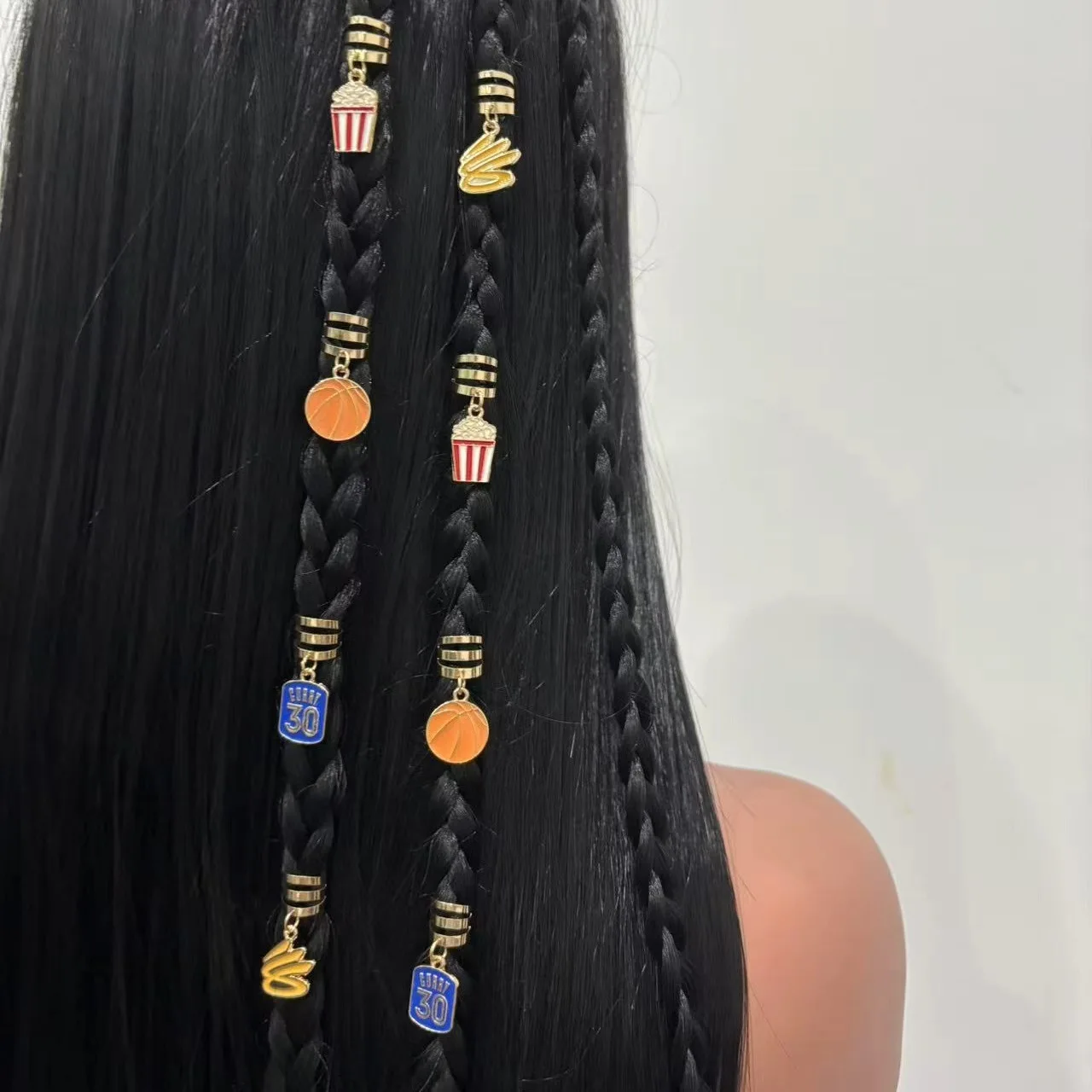 

8pcs/bag Basketball Themed Alloy Enamel Dreadlock Hair Rings Sports Series Hair Accessories