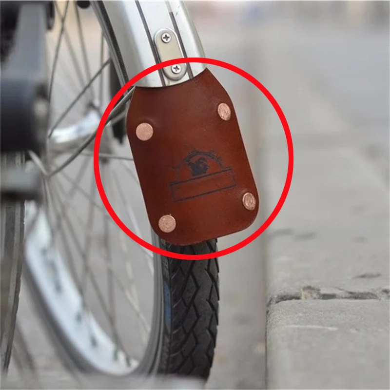 

Folding bicycle cowhide fender for brompton leather mud removal front and rear have letter