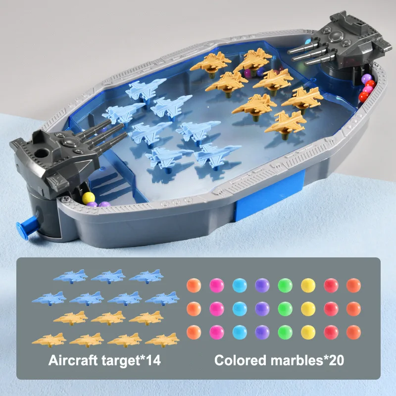 Creative Navy Battle Board Game Toy Set Multiplayer Party Interactive Marble Launch Fighter Aircraft Carrier Model Toy Gift