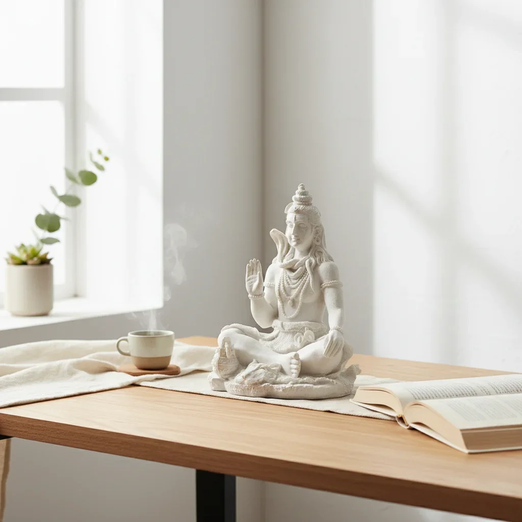 VILEAD Shiva God Statue Resin Spiritual Artistic Figurine For Living Room Zen Meditation Space Modern Minimalist Interior Decor