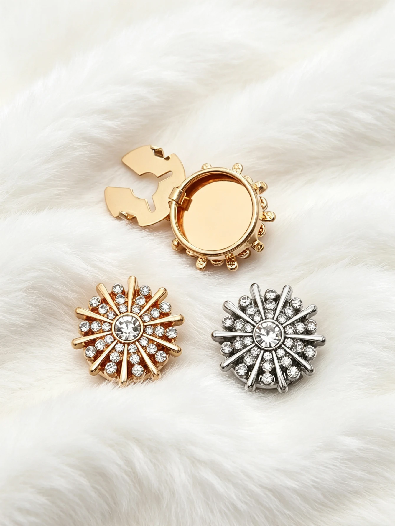 1/2/4PCS Sunflower Rhinestone No-Sew Clip Button Cover Button Shirt Collar Embedded Diamond No-Nail Press Decorative Button