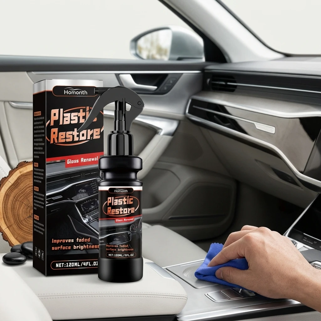 Car Plastic Restorer Spray Repair Aging Faded Bumpers Improve Brightness Texture Interior Maintenance Rubber Refurbishment Agent