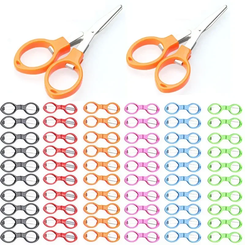 50~100Pcs Folding Scissors Plastic Handle Stainless Steel Student Classroom Learning Tools Mini School Supplies Micro Scissor