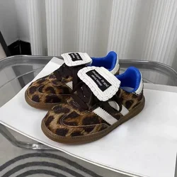 Zapatillas deportivas ligeras y transpirables para niños y niñas, zapatos de cuero genuino, entrenador alemán, pelo de leopardo y caballo