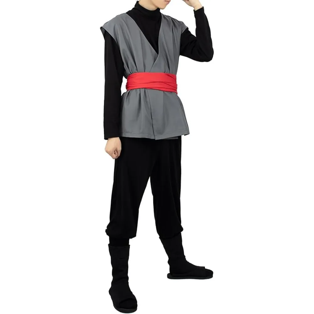 Herren schwarz Cosplay Kostüm Anime Kung Fu Anzug Outfits Uniform Halloween komplettes Set