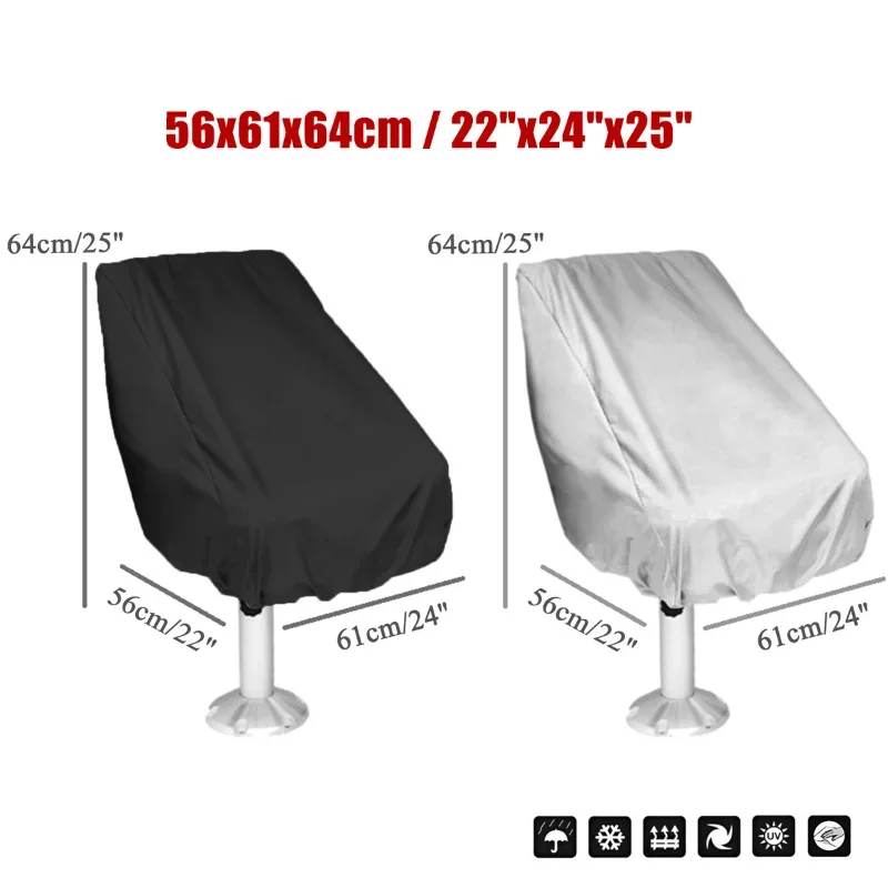 Boat Seat Cover Captain Chair Helmsman Dust Waterproof UV Resistant Elastic Closure Outdoor Yacht Ship Fishing Foldable Protect