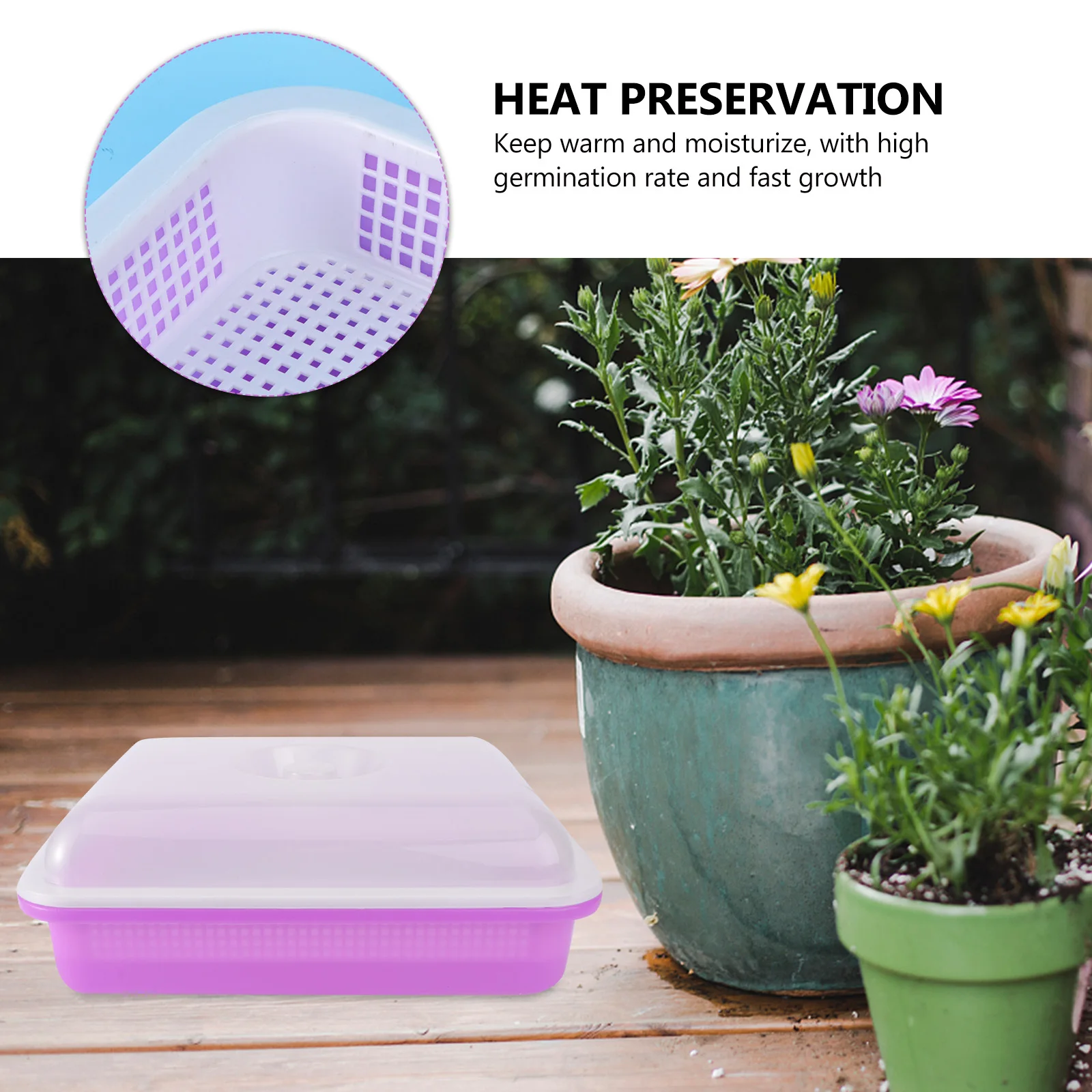 

Garden Sprouter Tray PP Durable Plastic Heat Moisture Preservation Easy Operation Germinate Beans Mung Peas Hydroponic Nursery