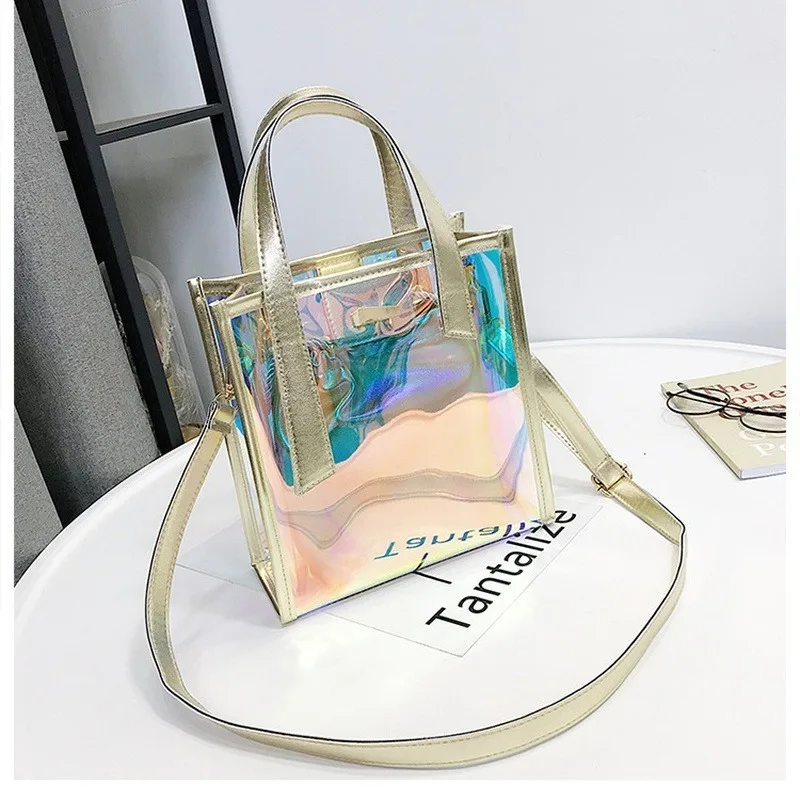 Women Transparent Laser Bag Shopper PVC Totes Crossbody Shoulder Bag Handbag Bags for Women