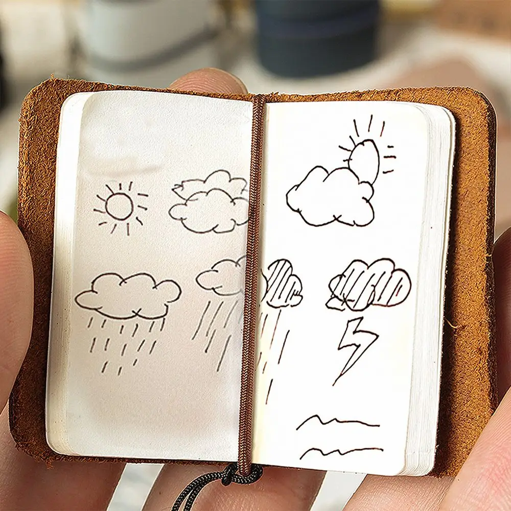 Cubierta portátil hecha a mano, folleto de bolsillo, libro para diario escolar, folleto, cuaderno de viaje de cuero, Mini cuaderno