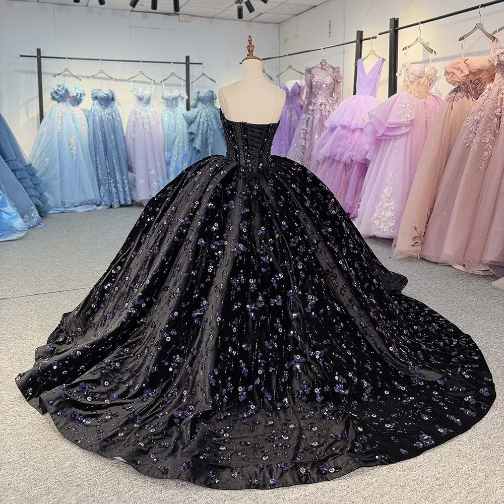 Customized Quinceanera Dresses Black Gorgeous Organza Dresses Ball Gown Strapless Backless Sweet 16 Dress vestidos de 15 quincea