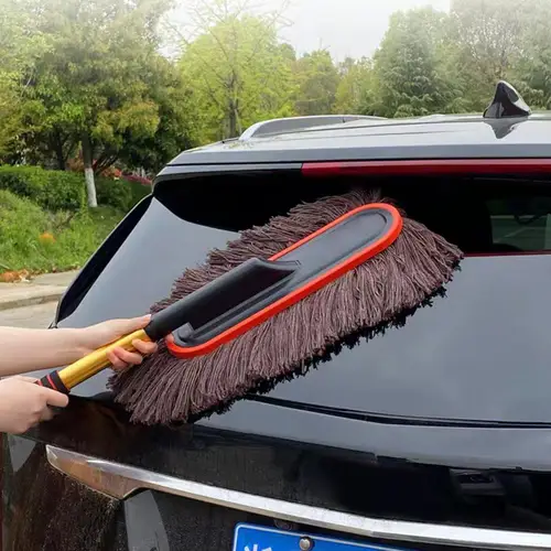 Imagen 2 del producto Plumero Exterior para coche con mango extensible, herramienta de limpieza para coche, eliminador de polvo, cepillo de limpieza suave sin arañazos para el hogar y el coche