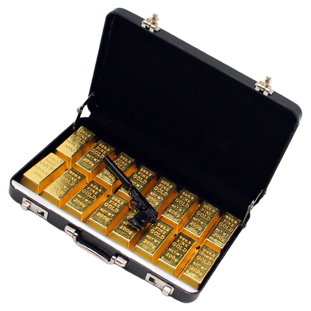 

Simulated Suitcase Mini Golden Bars Bricks Model Ornaments Desk Resin House Suitcases