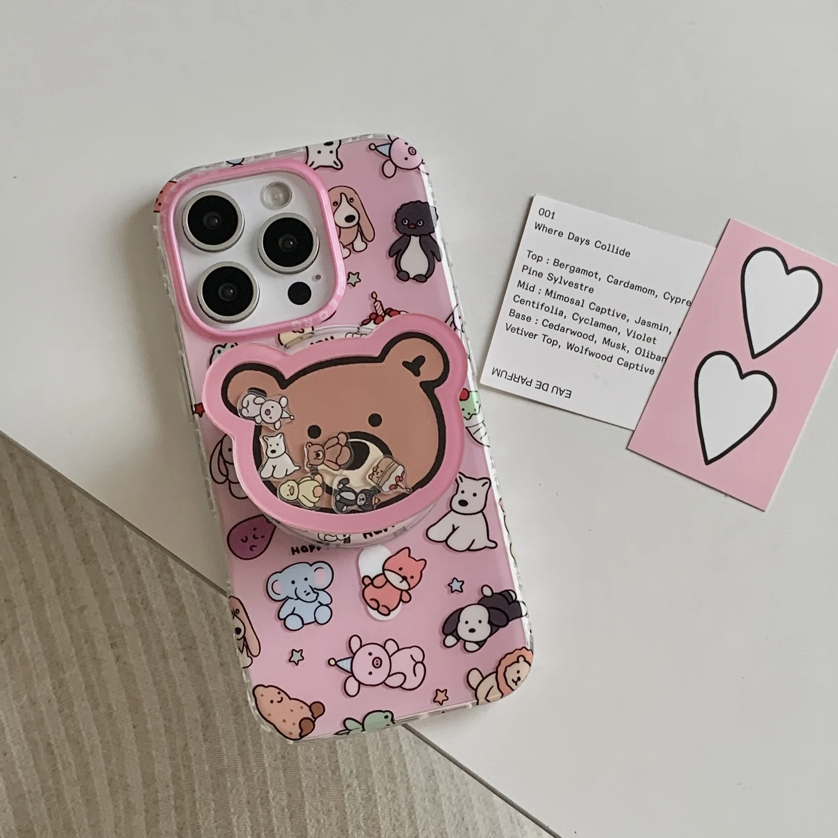 Birthday Gift Cute Cartoon For Little Animals Beer Shell Bracket Phone Case For iPhone17 16 12 13 14 15 Pro Max Anti Drop Case