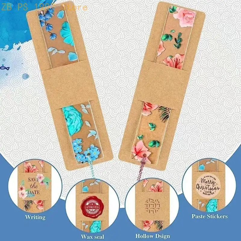 30pcs Resin Holder DIY Blank Display Cards Kraft Paper Sleeves 55KA