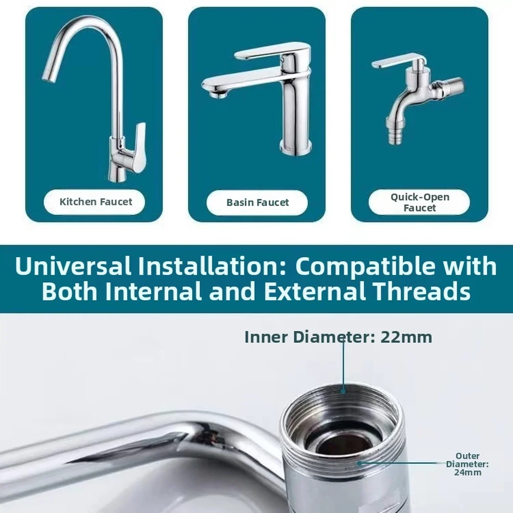 Basin Tap Aerator Dual Mode Water Outlet For Daily Cleaning Easy Installation Faucet Arm Easy Assembly Toolkit