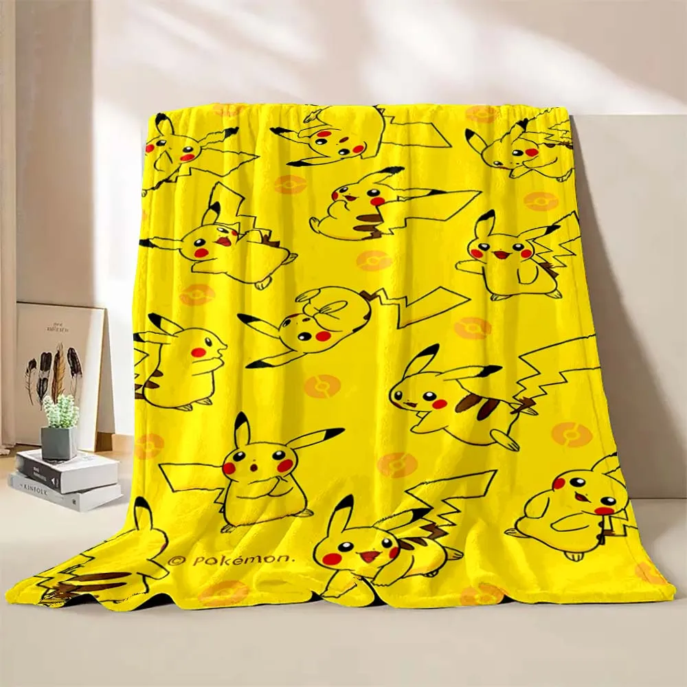 Pokemon Blanket Pikachu Cartoon Soft Flannel Fluffy Throw Camping Blanket for Children Sofa Throw Thin Blanket Fashion Gift