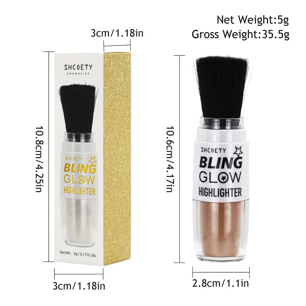 Long Lasting Highlighter Powder Easy To Apply Multifunctional Usage Shimmer Body Glitter Brush Powder Sparkle Patting Powder