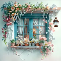 GATYZTORY Diamond Embroidery Landscape Window Kit Full Flower Mosaic Painting Rhinestone Pictures Wall Decorative For Home