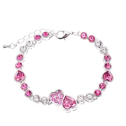 Charm Real 925 Silver 3 Colors Hearts CZ Fashion Chain Bracelet For Women Girls Wedding Fine Silver Jewelry