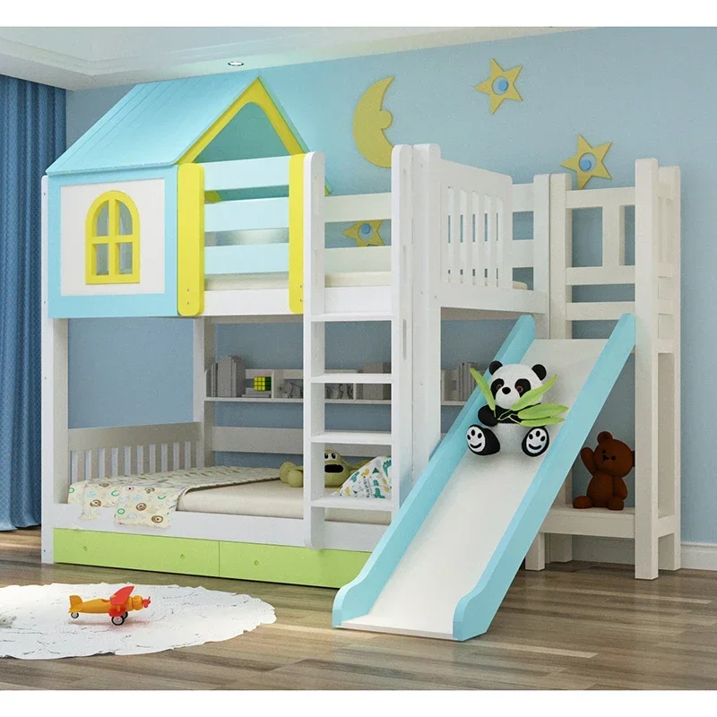 ZL S مساحة تخزين سرير أطفال الحد الأدنى فريد اليابانية خشبية سرير أطفال إطار بطابقين الحديثة مضاءة Cabane Enfant الأثاث #5