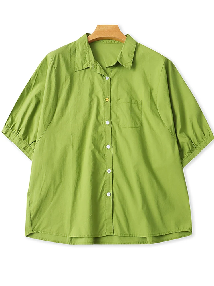 Estate New Sle Donna Allentato ort Sve irt Colletto Flip Cotone Pettinato Batwing Sve Faionable Casual Busin irt