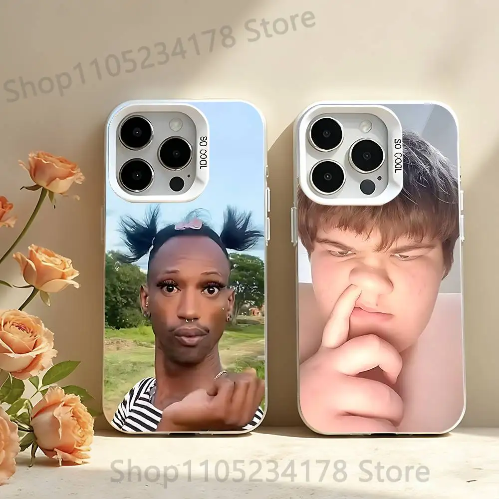 

Funny Ugly Man Girl White Phone Case IMD Color Silver Shell For IPhone 17 16 15 14 13 12 11 Pro Max Plus