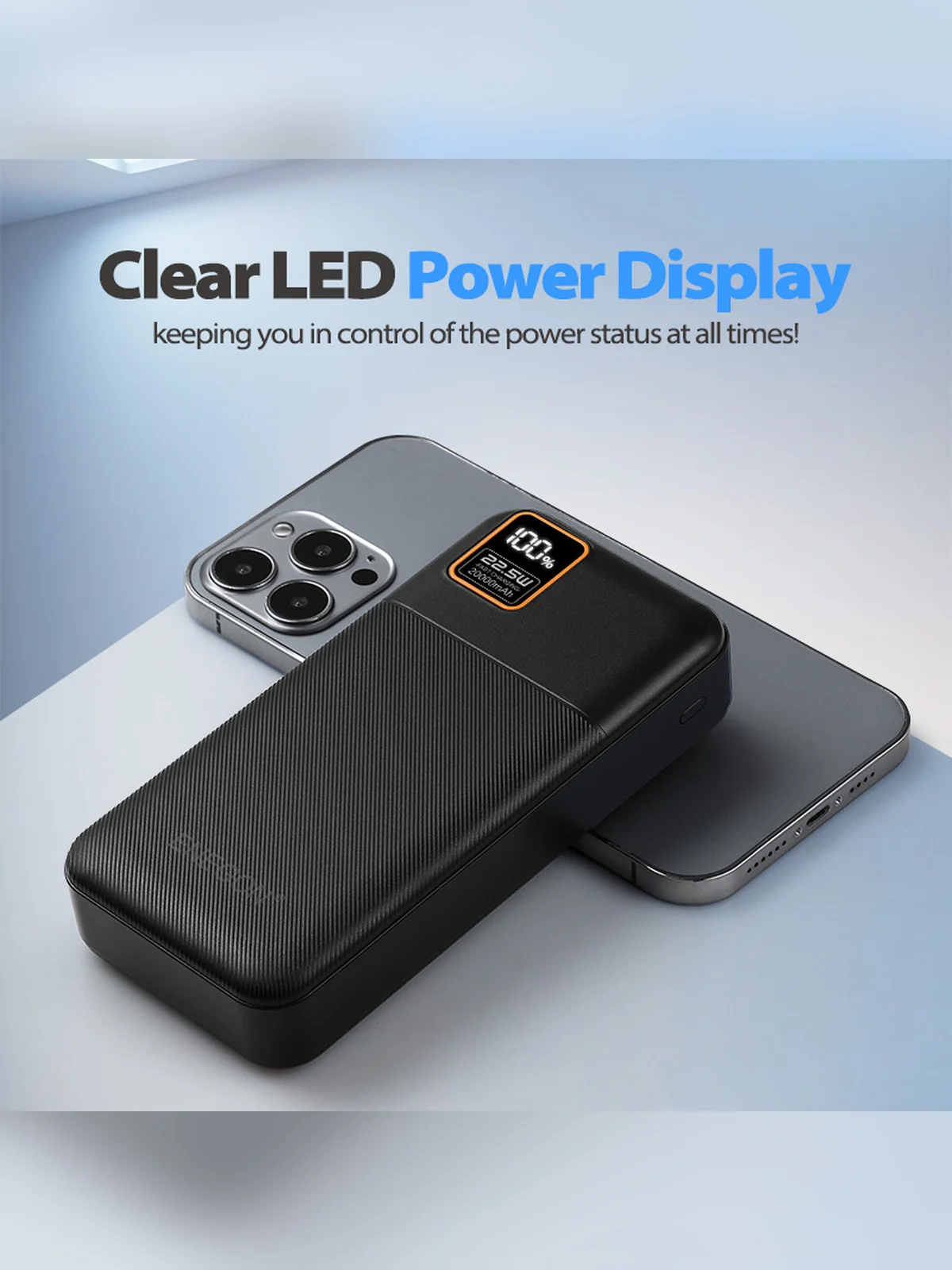 20000mAh Powerbank 22,5W PD Schnellladung Tragbares Ladegerät USB-C USB-A Micro USB LED-Anzeige Externer Akku für iPhone Xiaomi Redmi Poco