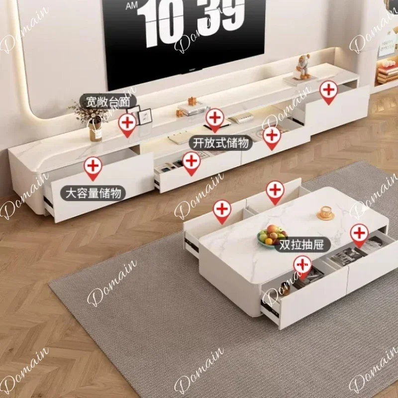 46 B 180 200 220 240cm Cream Style Wooden Tv Stand Ground Mounted Rock Panel TV Cabinet Minimalist Meuble Tv Living Room Furnitu