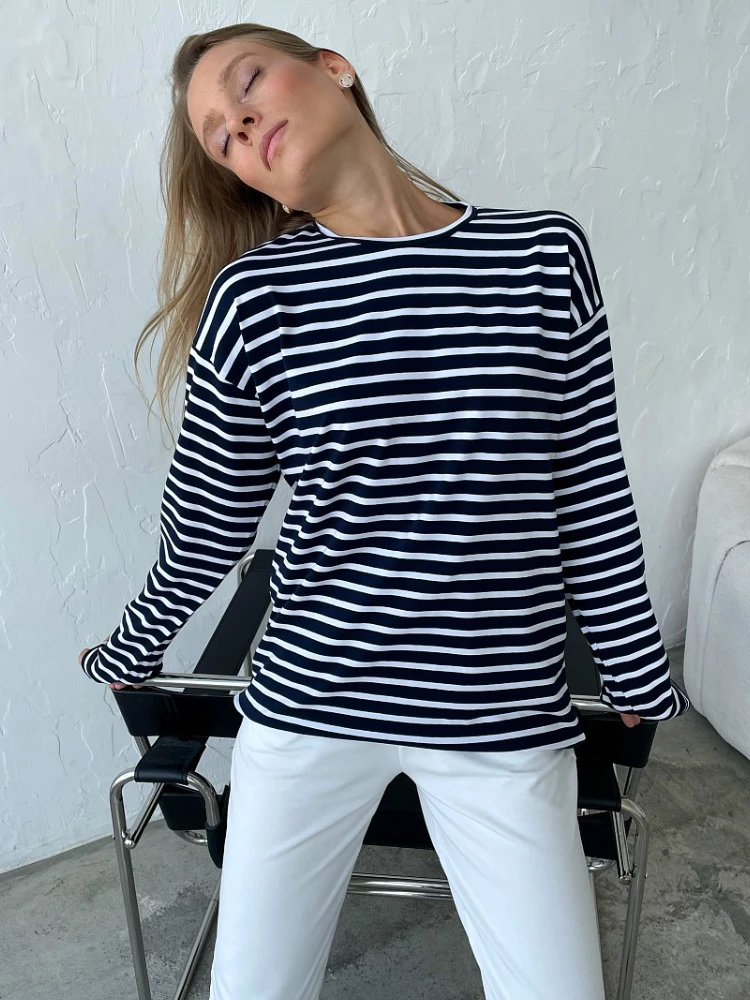 Bornladies 2024 Summer Long Sleeve Striped T-Shirts Women Basic Casual Tops Female Cozy Loose Cotton Tees Harajuku T Shirt New