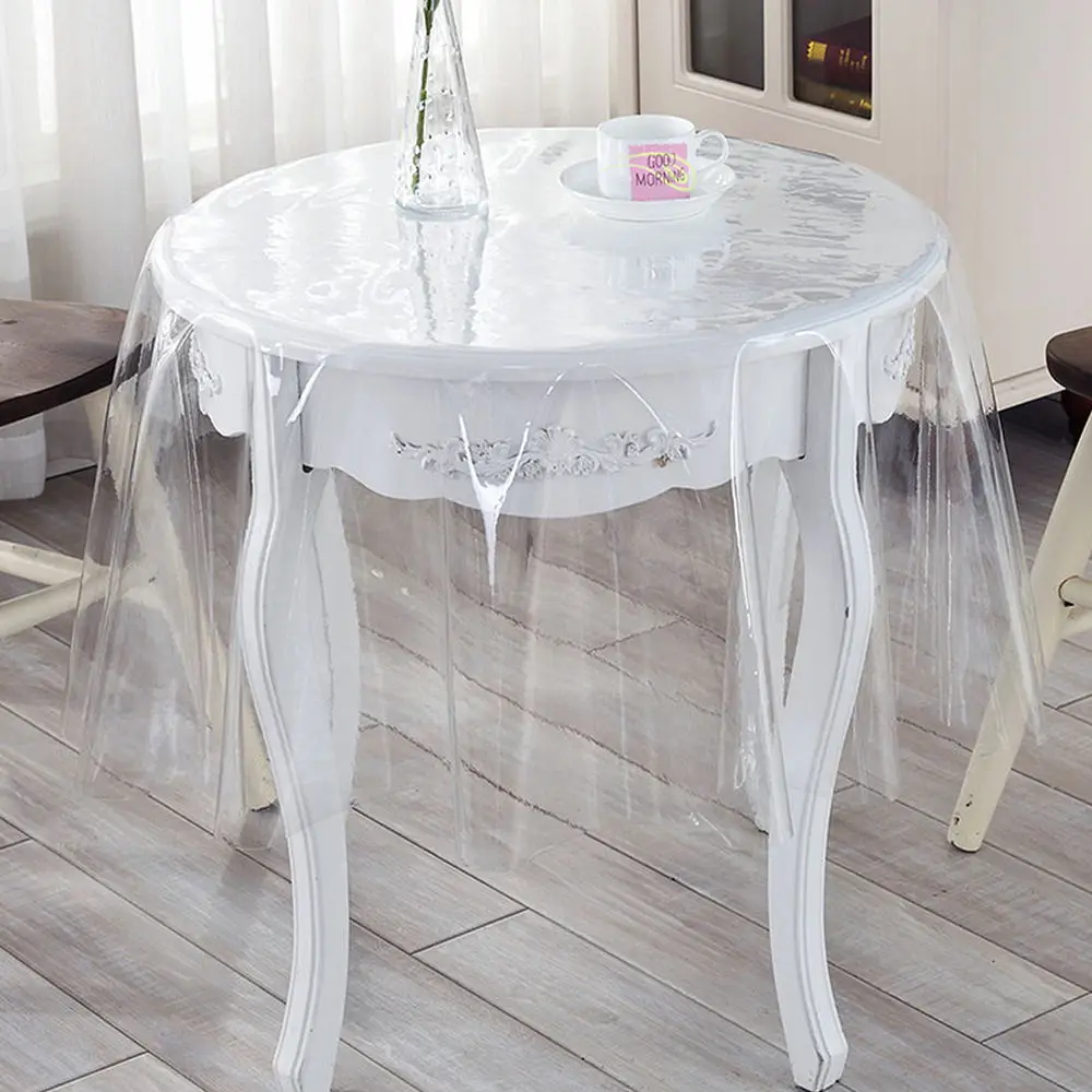 Plastic Transparent Round Tablecloth, Waterproof, Oil-Proof, Easy Clean, Table Protective Cover, Restaurant, Home Soft Table Mat