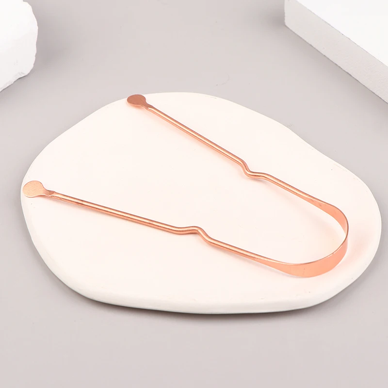 Reiner Kupfer Tragbarer Zungenschaber Mundpflege-Werkzeug Zungenbelag-Entferner Frischer Atem Pflege – Detail 3