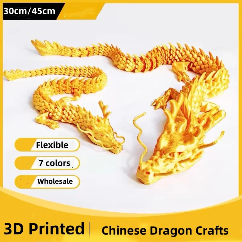 3D Printed Dragon Chinese Dragon Flexible Office Tabletop Ornament Toy Model Home Office Decoration Decor Kids Gifts