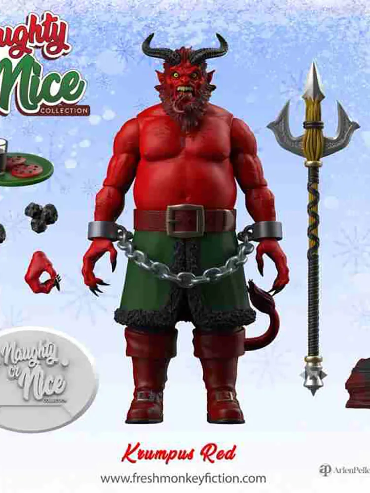 Fresh Monkey Studio Original 1/12 Naughty of Nice Santa figura de acción padre de Navidad Krumpus rojo 6 "modelo de soldado colecciona