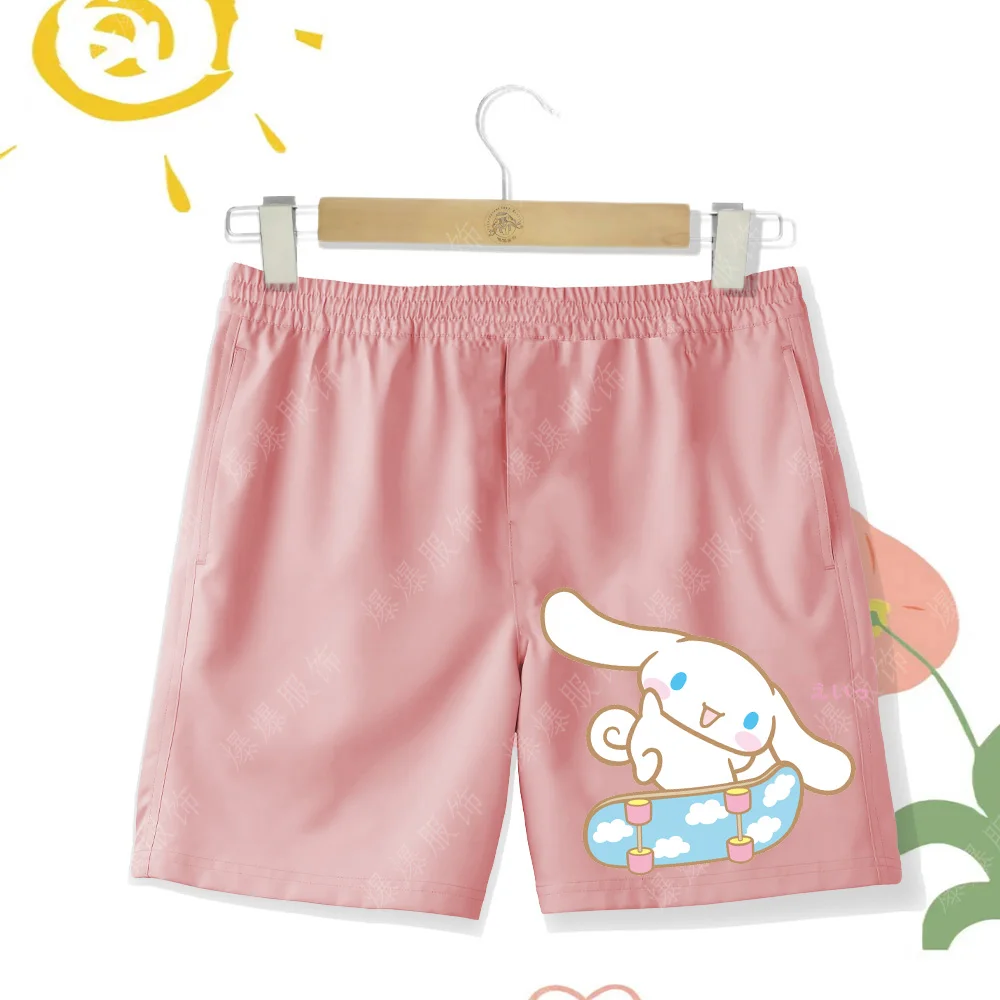 New Children's Summer Multicolor Printed Cinnamoroll Beach Pants Soft, Comfortable, Breathable, and Fashionable Kid Shorts