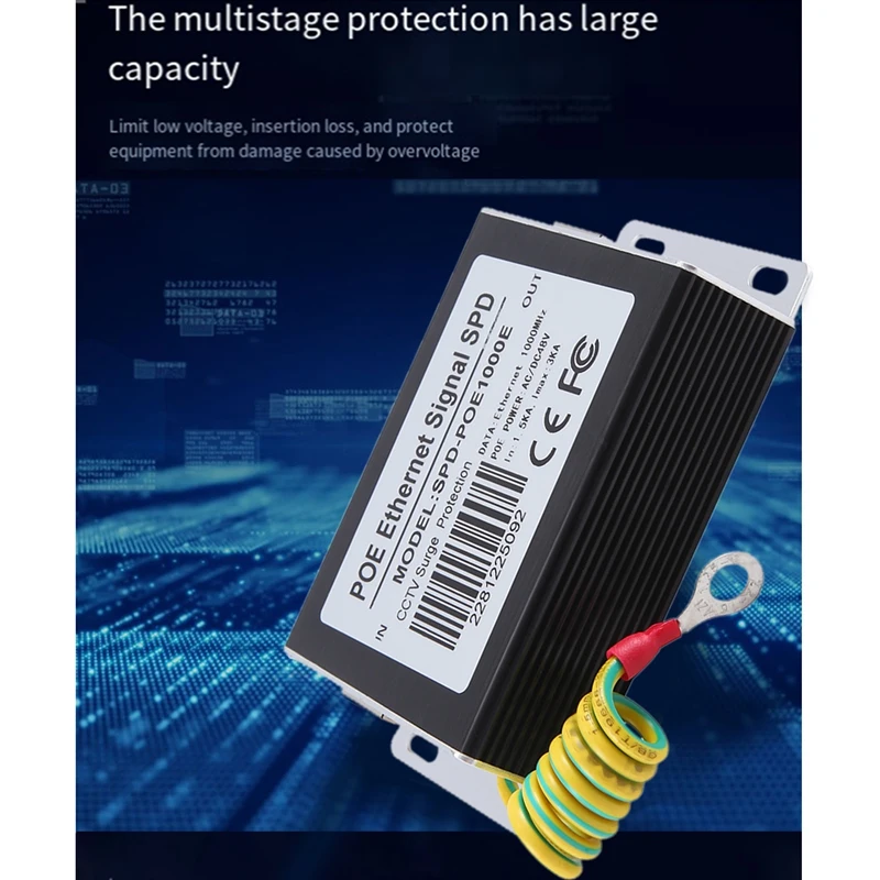 Jednokanałowy gigabitowy sygnał POE POE Ethernet 1000Mbps SPD zabezpieczenie dla części kamery IP CCTV