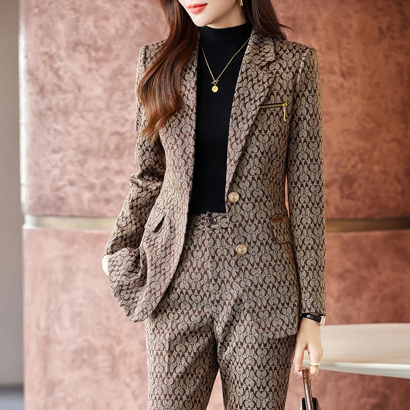 8111 Business Suit Women's Autumn New Temperament Goddess Style Commute Slim-Fit High-Grade Suit Long Pants Suit