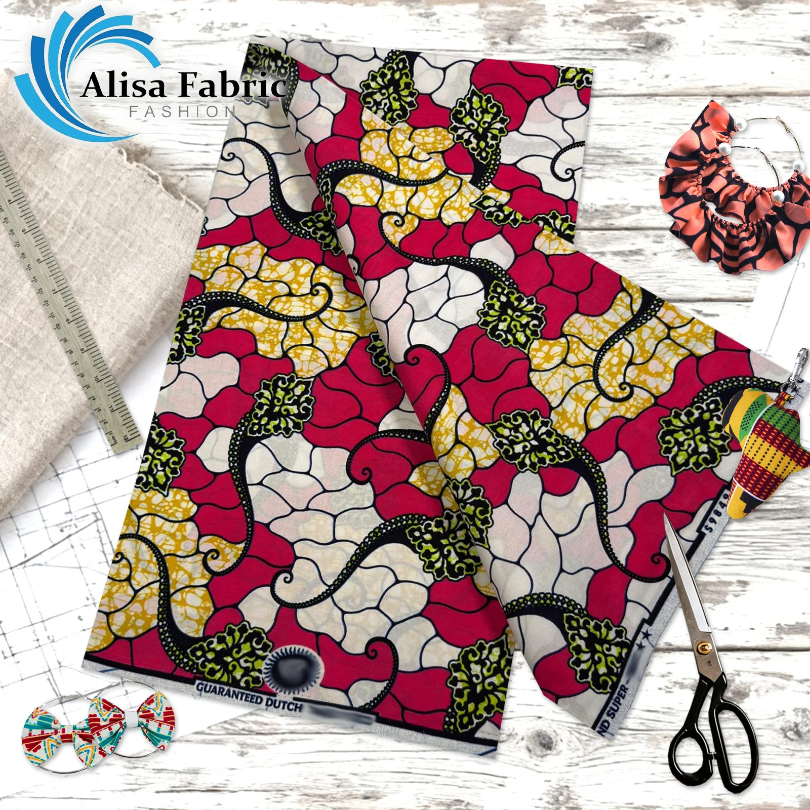 

Super Fabric 100% Original Ankara Wax Fabric African Wax Fabric Block Print Batik Dutch Fabric 6yards For Wedding Party VL-82