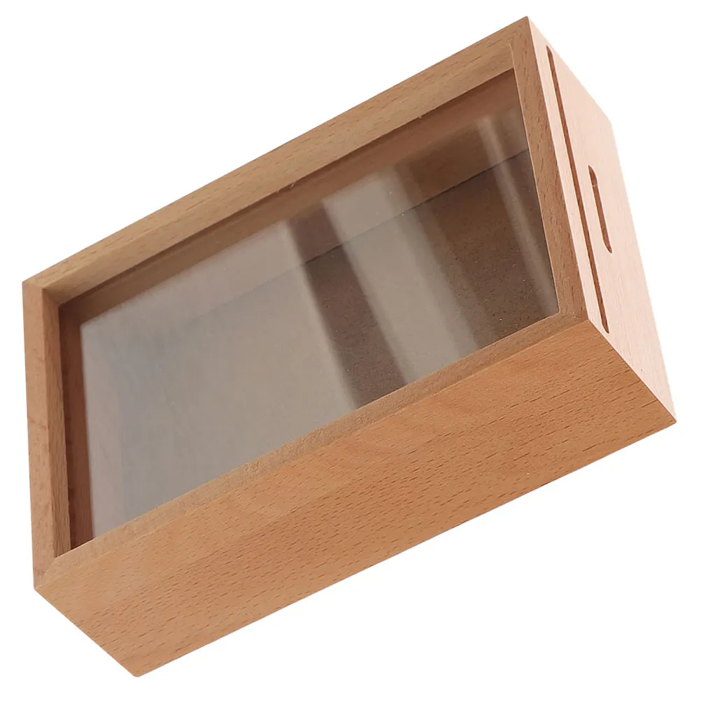 Spaarpot voor volwassenen met houten frame Doorzichtige spaarpot voor munten Geldopslagpot Schaduwvitrine Uniek cadeau voor kinderen en volwassenen