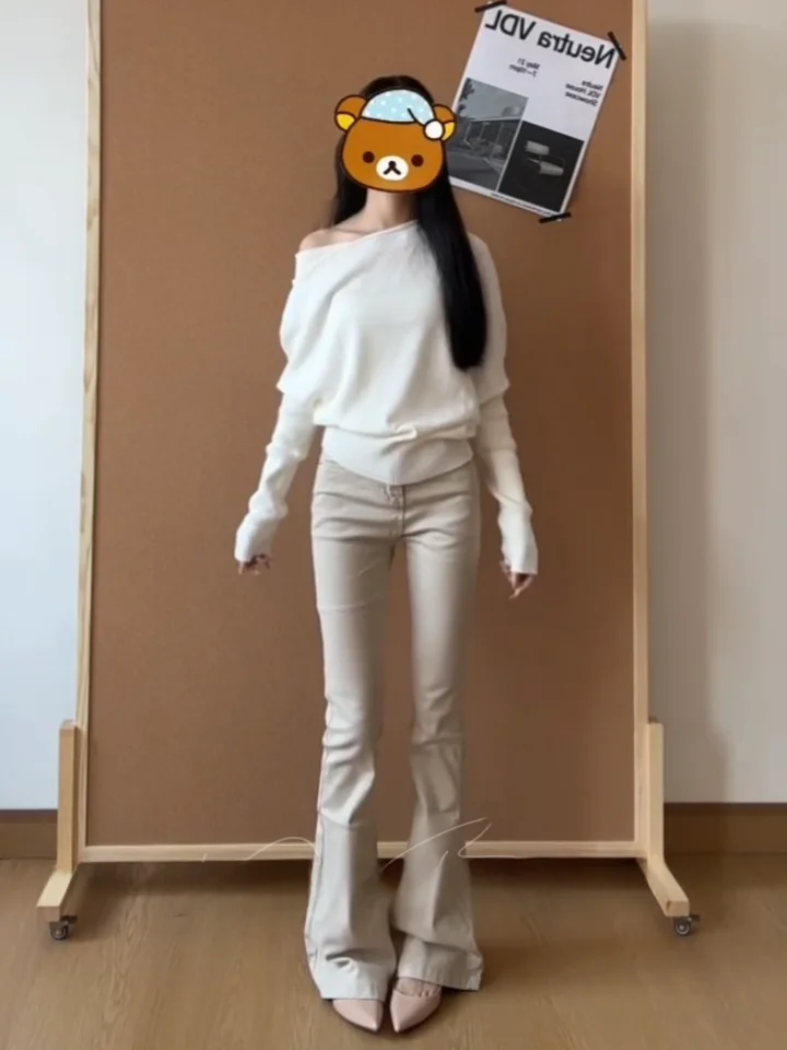 

Khaki Color Bell Bot Jeans Women's Low Waist Slim Fit Elastic Butt Lifting Cotton Stretch Denim Pants New 2025 Sle