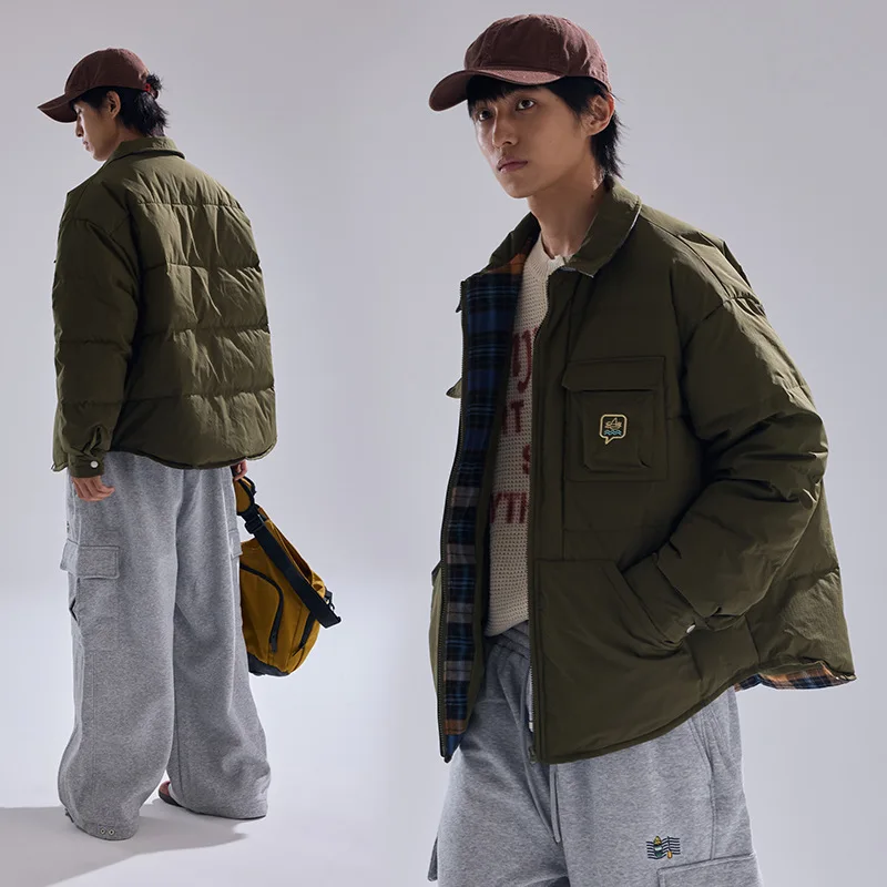 

High Quality 90% White Duck Down Jacket Man Women Down Workwear Multi Pocket Loose Coat Winter Warm doudoune femme luxe JK-121